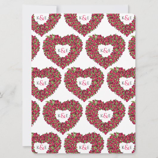 レッド春チューリップスケッチハート結婚式招待状 招待状 (裏面)