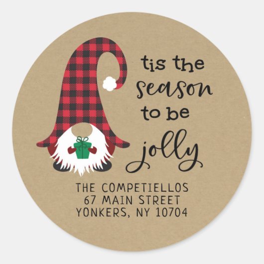 レッド格言ティスザシーズン差出人住所ラベル ラウンドシール (正面)