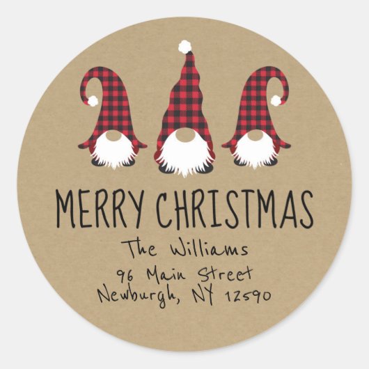 レッド格言メリークリスマス差出人住所ラベル ラウンドシール (正面)