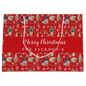 レッド格言北欧の農家クリスマス ラージペーパーバッグ (正面)