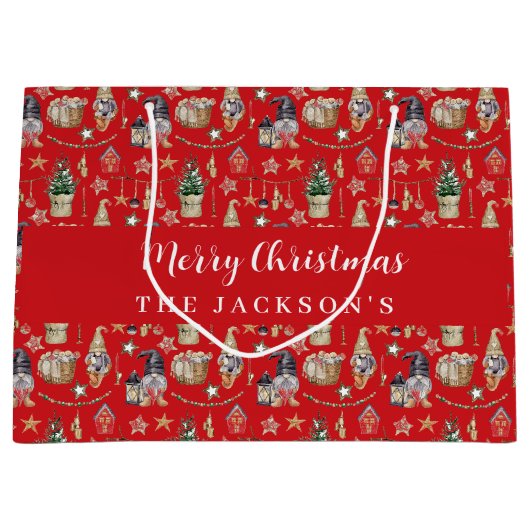 レッド格言北欧の農家クリスマス ラージペーパーバッグ (正面)