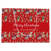 レッド格言北欧の農家クリスマス ラージペーパーバッグ (裏面)