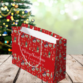 レッド格言北欧の農家クリスマス ラージペーパーバッグ