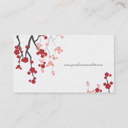 レッド桜さくらんぼ花咲き東洋禅アジア 名刺 (裏面)