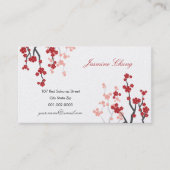 レッド桜さくらんぼ花咲き東洋禅アジア 名刺 (正面)