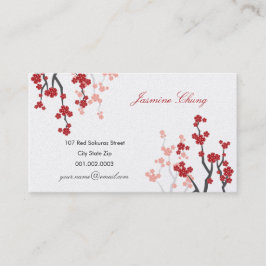レッド桜さくらんぼ花咲き東洋禅アジア 名刺