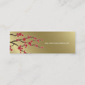 レッド桜オリエンタルさくらんぼ花スタイリッシュ金ゴールド スキニー名刺 (裏面)