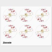 レッド桜ゴールデンダブル中国のハピネス結婚ズ ラウンドシール (シート)