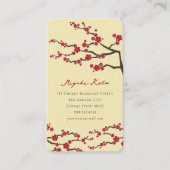レッド桜フラワーオリエンタルシックさくらんぼ花 名刺 (正面)