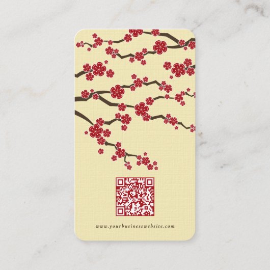 レッド桜フラワーオリエンタルシックさくらんぼ花 名刺 (裏面)