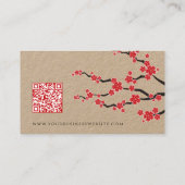 レッド桜フラワーズオリエンタルさくらんぼブラウズアジアン 名刺 (裏面)