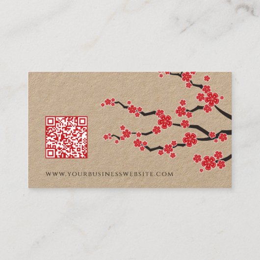 レッド桜フラワーズオリエンタルさくらんぼブラウズアジアン 名刺 (裏面)