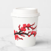 レッド桜ブロッサム絵を描ズバイサラ・モトラネス 紙コップ (正面)