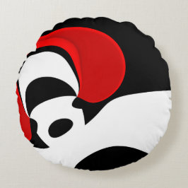 レッド氏へ：抽象的な黒、白、赤 ラウンドクッション