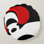 レッド氏へ：抽象的な黒、白、赤 ラウンドクッション (裏面)