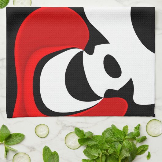レッド氏へ：抽象芸術ブラック、ホワイト、レッド キッチンタオル (折り畳み)