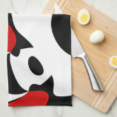 レッド氏へ：抽象芸術ブラック、ホワイト、レッド キッチンタオル (四つ折り)