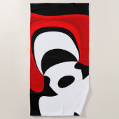 レッド氏へ：抽象芸術ブラック、ホワイト、レッド ビーチタオル (正面)