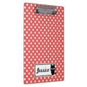 レッド水玉模様とブラックキャットパーソナライズされた クリップボード (右)