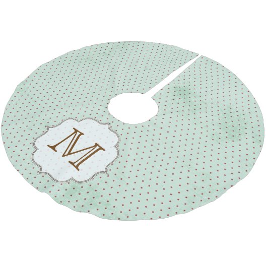 レッド水玉模様オンブルーモノグラムイニシャルツリースカート ブラッシュドポリエステルツリースカート (アングル)