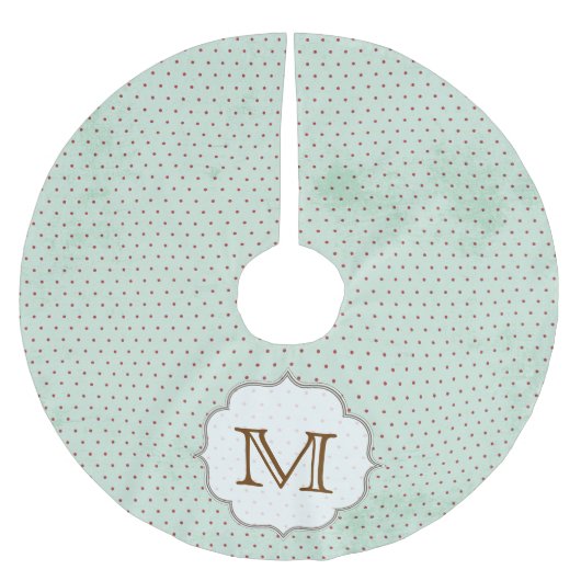 レッド水玉模様オンブルーモノグラムイニシャルツリースカート ブラッシュドポリエステルツリースカート (正面)