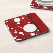 レッド水玉模様コルクコースター コースター (左側)