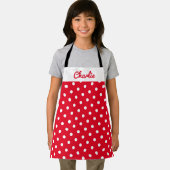 レッド水玉模様パタースタイリッシュンパーソナライズされたキッチン エプロン (インサイチュ)