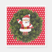レッド水玉模様ファーザークリスマス紙ナプキンス スタンダードランチョンナプキン (正面)