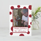レッド水玉模様フォトホリデーカード シーズンカード (スタンド正面)