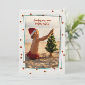 レッド水玉模様フォトホリデーカード 招待状 (スタンド正面)