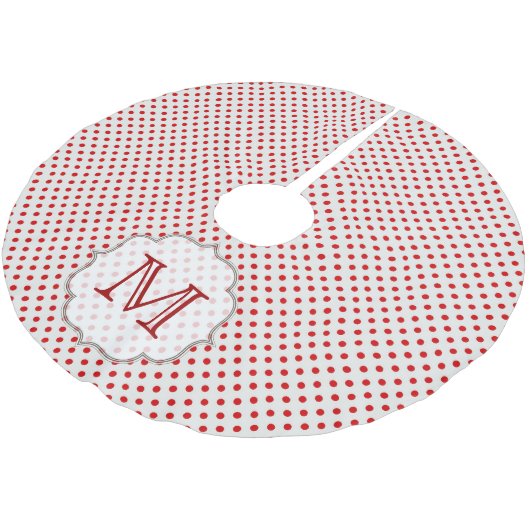 レッド水玉模様プリントモノグラムイニシャルツリースカート ブラッシュドポリエステルツリースカート (アングル)