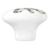 レッド水玉模様ホワイトおもしろいヒッピーデイジーフラワーフローラ セラミックノブ (側面)