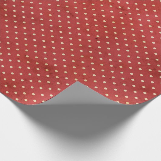 レッド水玉模様モダンファームハウス ラッピングペーパー (角)