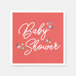 レッド水玉模様ラディバグベビーガールシャワー スタンダードカクテルナプキン