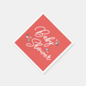 レッド水玉模様ラディバグベビーガールシャワー スタンダードカクテルナプキン (角)