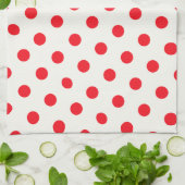 レッド水玉模様レトロデザイン キッチンタオル (折り畳み)