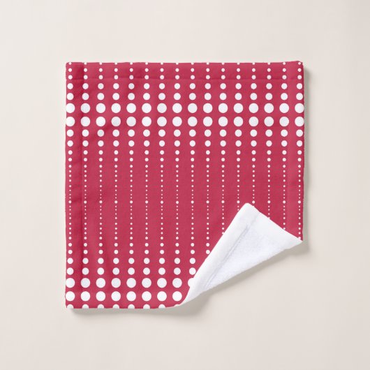 レッド水玉模様、水玉模様、レトロ、レトロ水玉模様 バスタオルセット (ウォッシュタオル)