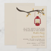 レッド油ランタンワイルドネス/キャンピング秋の結婚式 招待状 (正面/裏面)