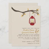 レッド油ランタンワイルドネス/キャンピング秋の結婚式 招待状 (正面/裏面)