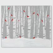レッド深紅色オンホワイト樺の木 ラッピングペーパー (フラット)