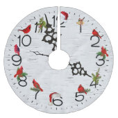 レッド深紅色オン樺の木デザイン ブラッシュドポリエステルツリースカート (正面)