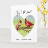 レッド深紅色ズビーマイニングカップルバレンタインデーカード カード (黄色い花)