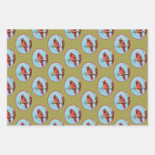 レッド深紅色ズホリデイ ラッピングペーパーシート (正面3)