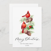 レッド深紅色ズホリーベリークリスマスグリーティング シーズンカード (正面/裏面)