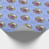 レッド深紅色バードハウスフラワーガーデンブルー ラッピングペーパー (角)