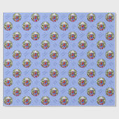 レッド深紅色バードハウスフラワーガーデンブルー ラッピングペーパー (フラット)