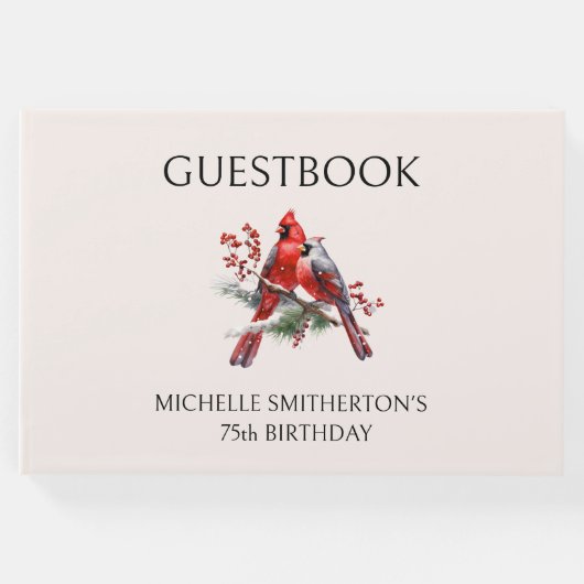 レッド深紅色女子75誕生日 ゲストブック (正面)