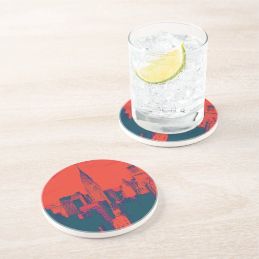 レッド点々のあるレトロスタイルアポップ・アートのートニューヨークシティ コースター (側面)
