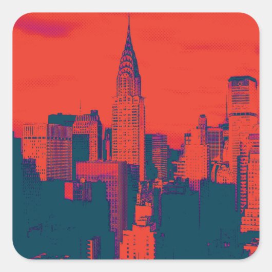 レッド点々のあるレトロスタイルアポップ・アートのートニューヨークシティ スクエアシール (正面)