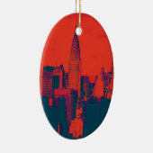 レッド点々のあるレトロスタイルアポップ・アートのートニューヨークシティ セラミックオーナメント (右)